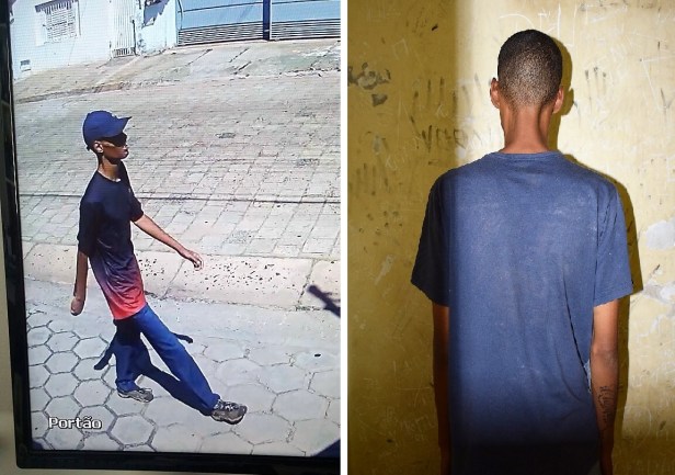 Imagens de camaras de segurana e do acusado W.G.C.B.